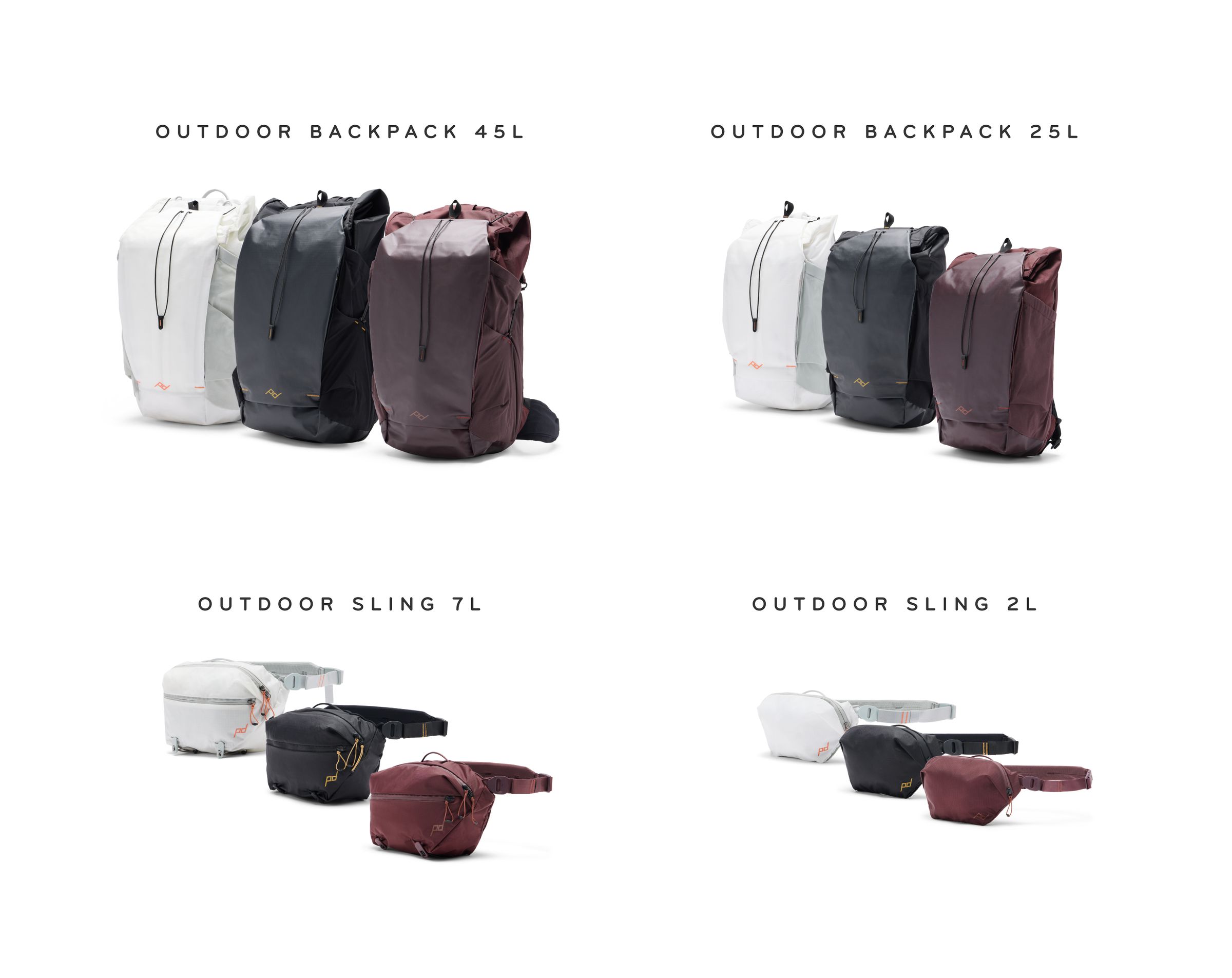 All the new bags and colors in the Outdoor lineup.